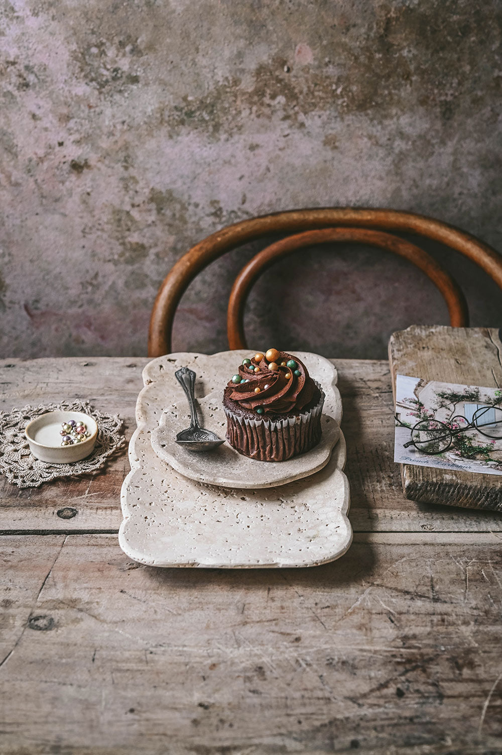 Travertine Petal Tray