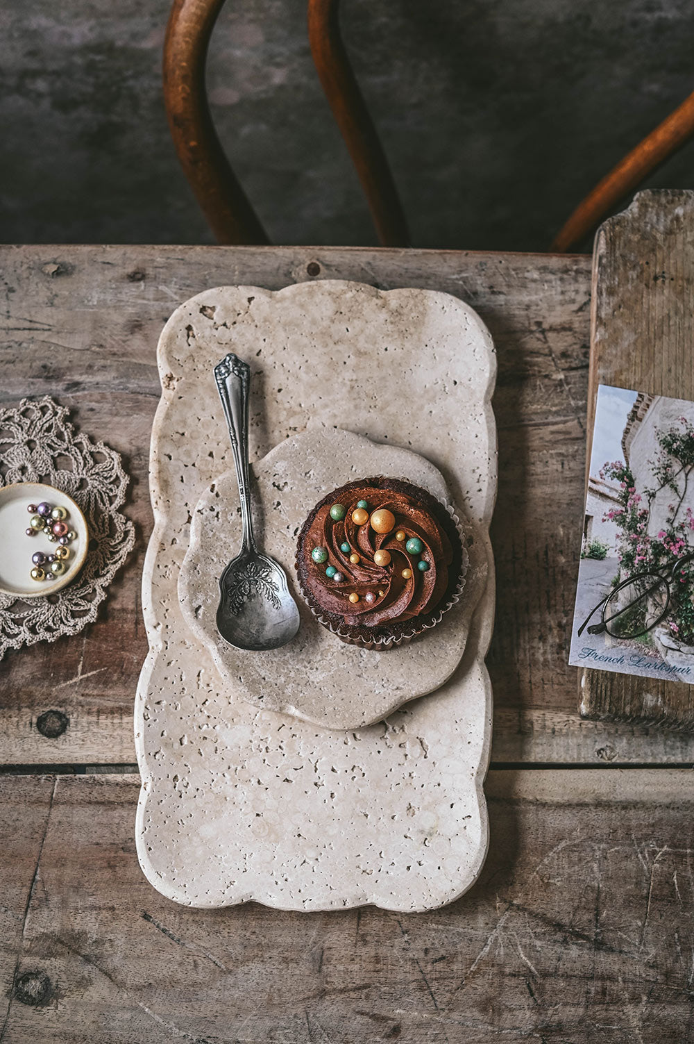 Travertine Petal Tray