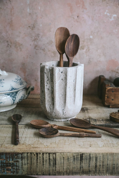 Fluted Travertine Vessel