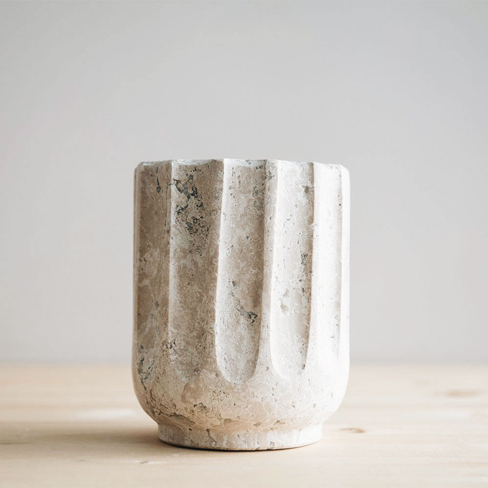 Fluted Travertine Vessel