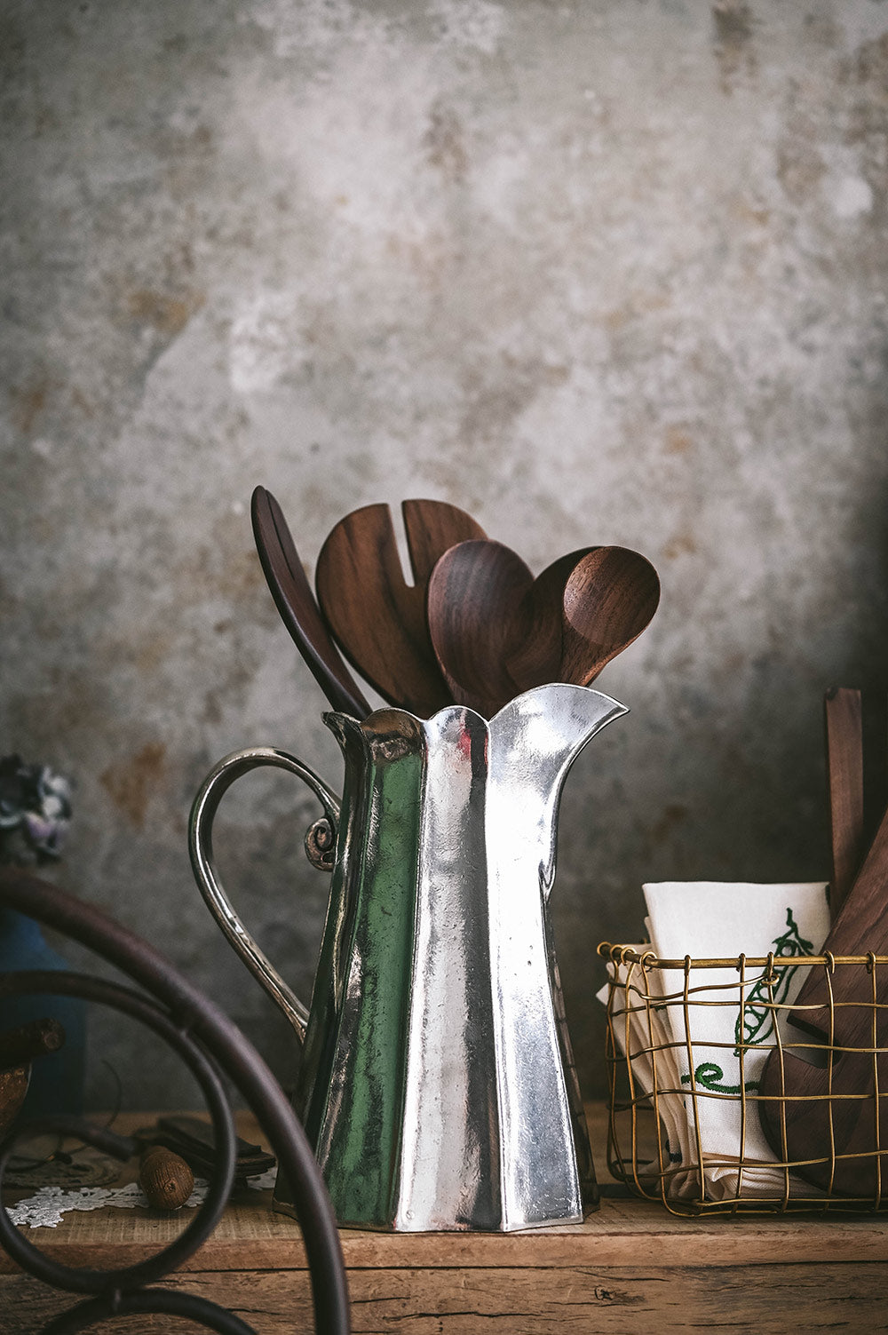 Hand Carved Walnut Salad Servers