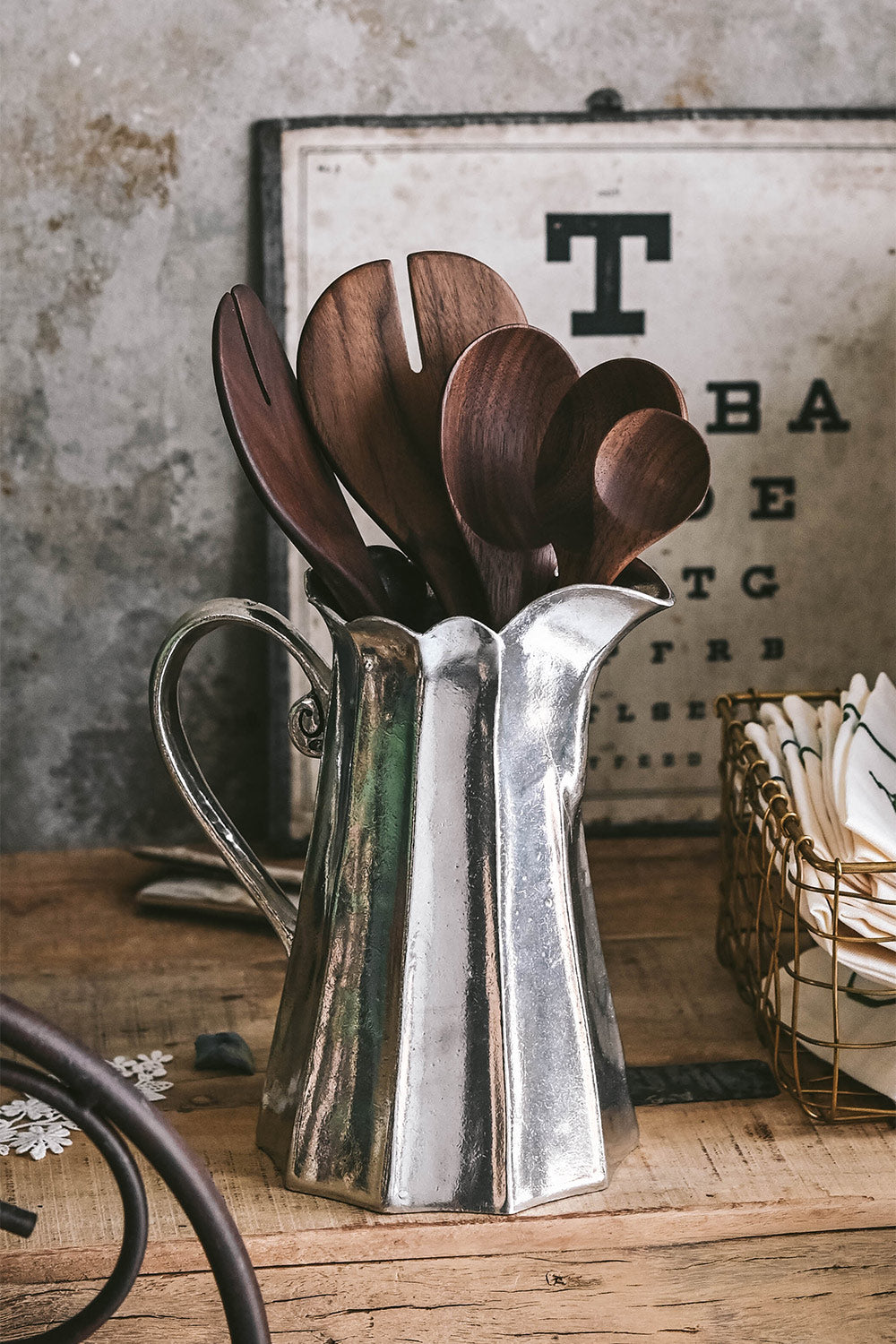 Handcrafted Tall Pewter Pitcher Vase