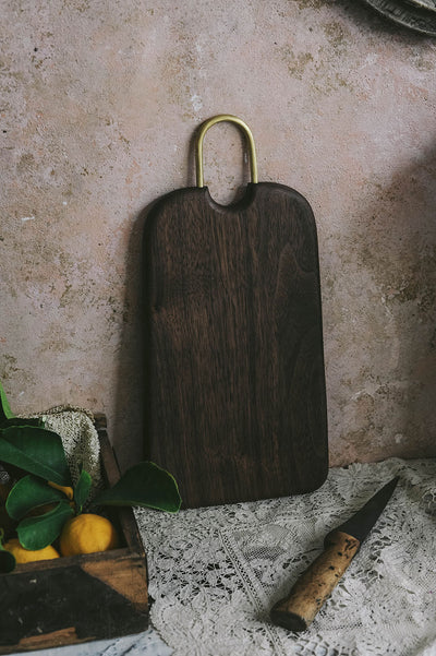 Hanging Walnut Board - Brass Handle