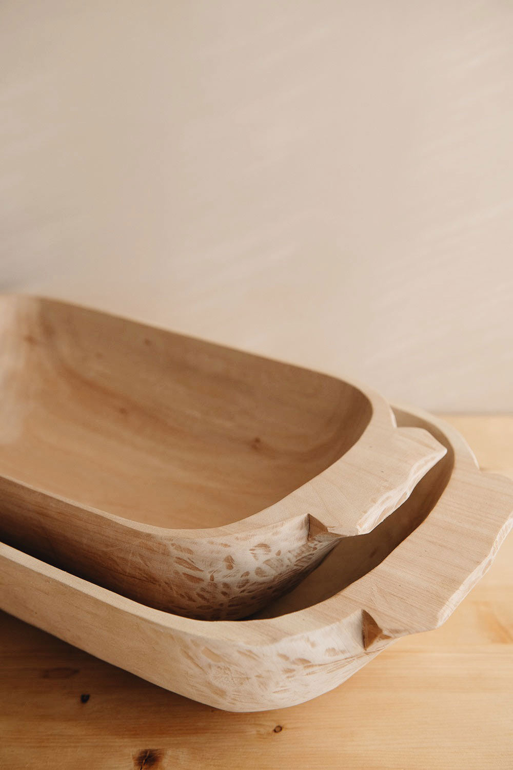 Hand-carved Wooden Dough Bowl