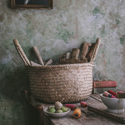 Woven Floor Basket With Handles