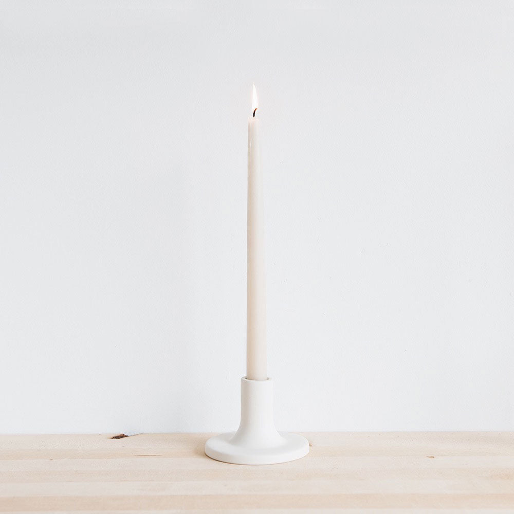 Ceramic Taper Candlestick - White