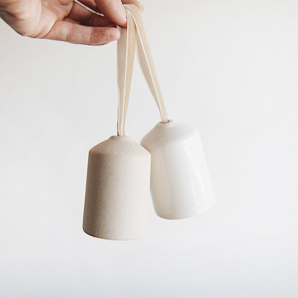 Ceramic Bell with Velvet Ribbon