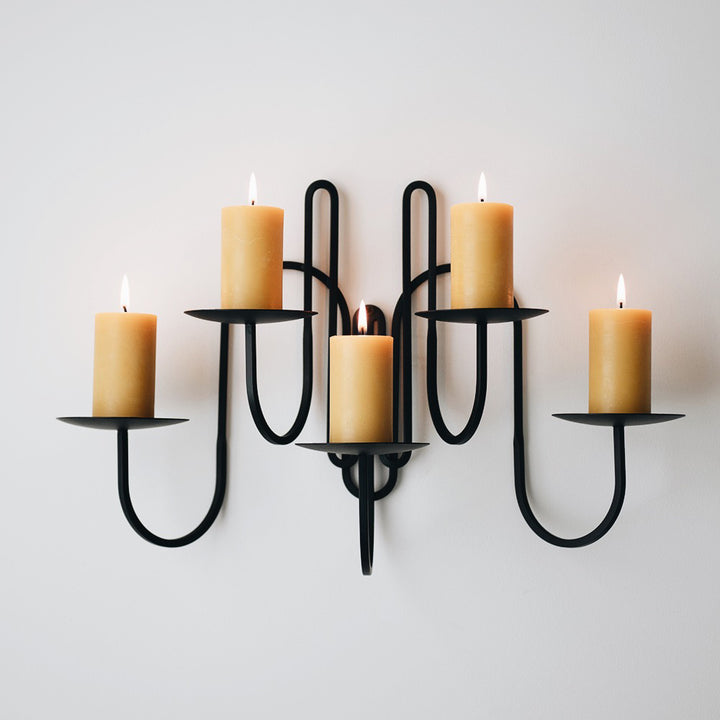 Five arm black iron ceiling candle holder hot