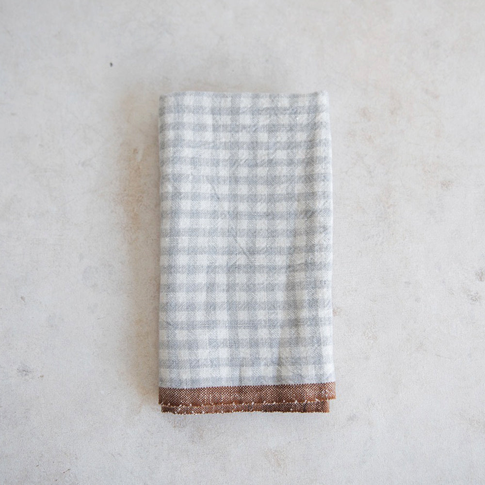 Gingham Linen Dish Towel - Dusty Blue