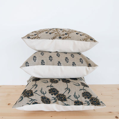 Linen Hand Block-Printed Pillow Cover Set No. 0224