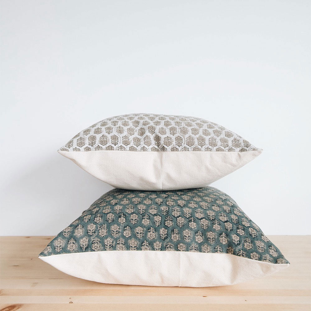Linen Hand Block-Printed Pillow Cover No. 0269