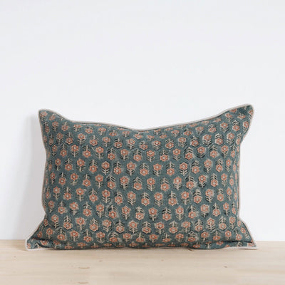 Linen Hand Block-Printed Pillow Cover No. 0271