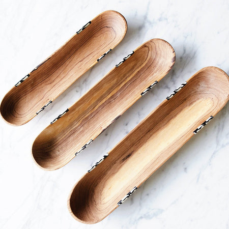 Wild Olive Wood Appetizer Tray Set