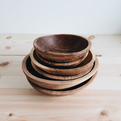 Hand Carved Wild Olive Wood Bowl - Medium