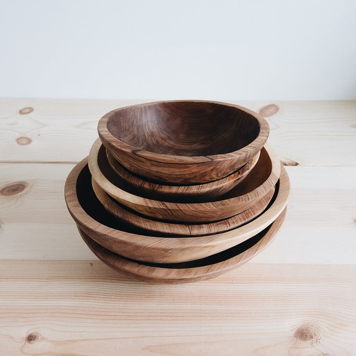 Kenya Hand Carved Natural authentic Olive Wood Bowl Set