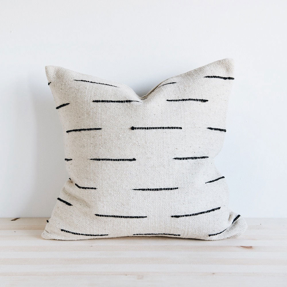 Wool Throw Pillow Cover - Black Accent